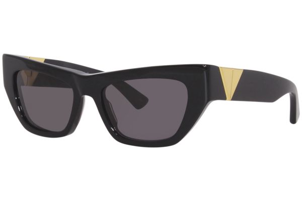 bottega veneta bv1177s sunglasses womens cat eye black gold logo grey 001 1